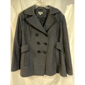 CATO 78% Wool Blend Military Peacoat Women’s XL Gray Double Breasted Warm Style